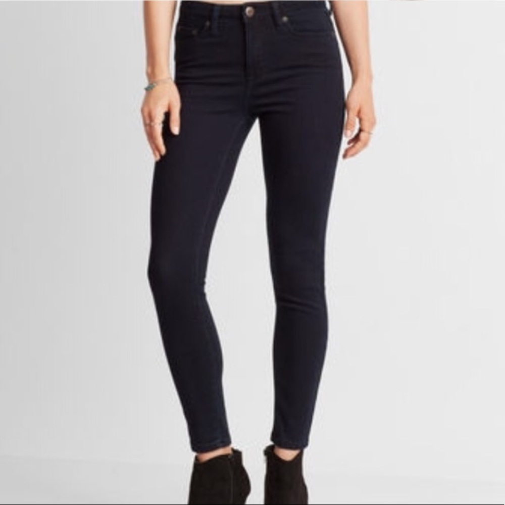High waisted navy jeans
